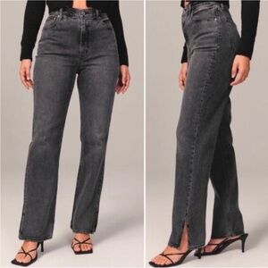 Abercrombie & Fitch 90’s High Rise Black Straight Leg Denim Jeans 33 Long NWT